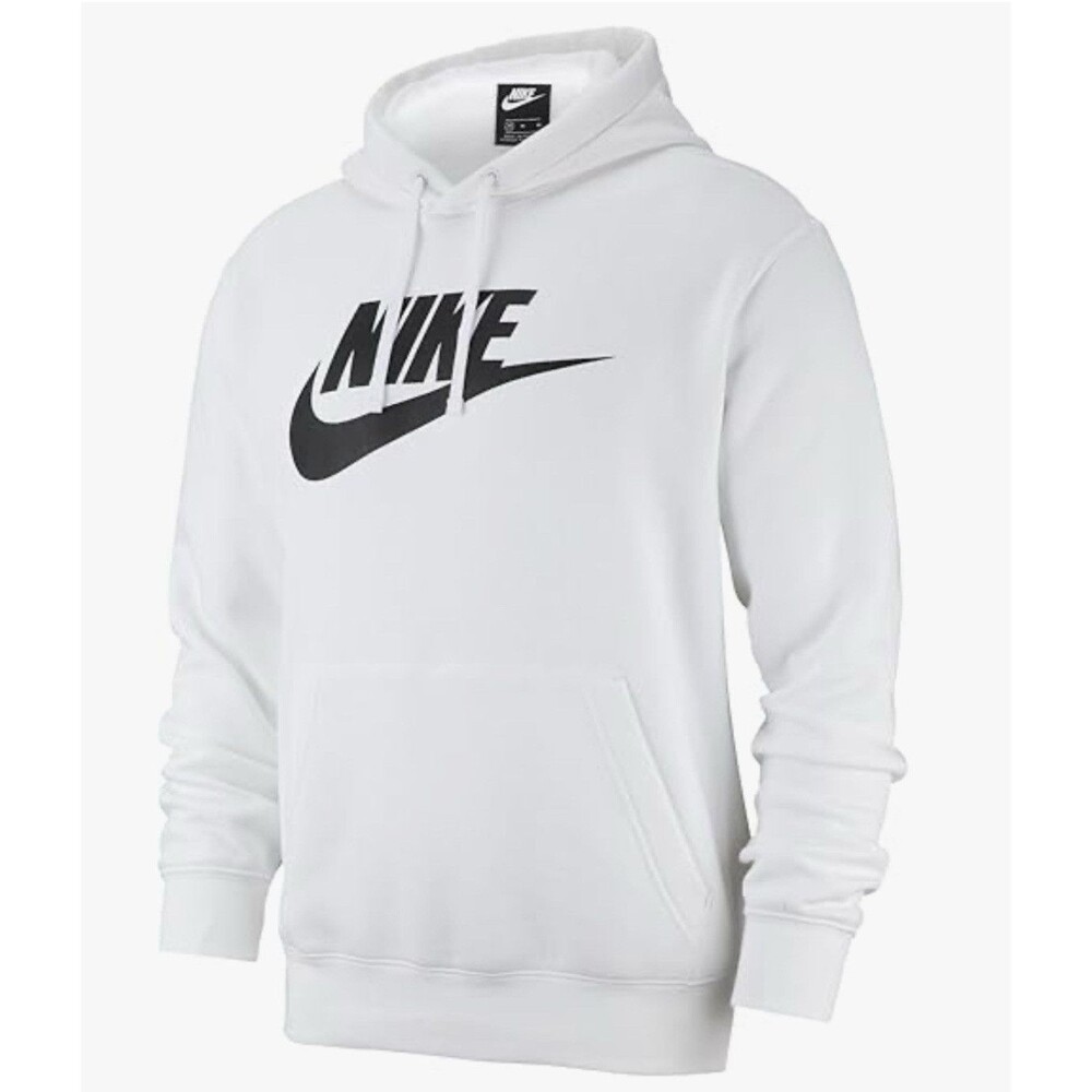 Nike Sportswear Club Fleece Graphic Hoodie Mens White Size XL BV2973-100 NEW